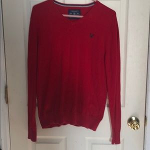 American Eagle V-neck red sweater size medium